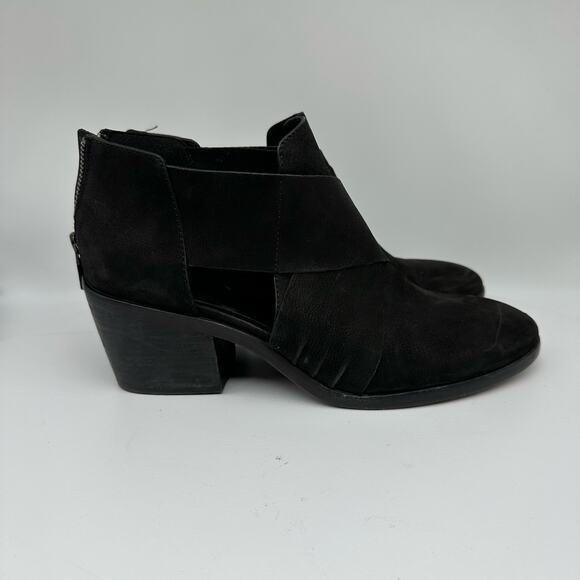 Eileen Fisher Vero Cuoio Alas Black Suede Cut Out Ankle Booties Womens Size 8.5 - Picture 4 of 14